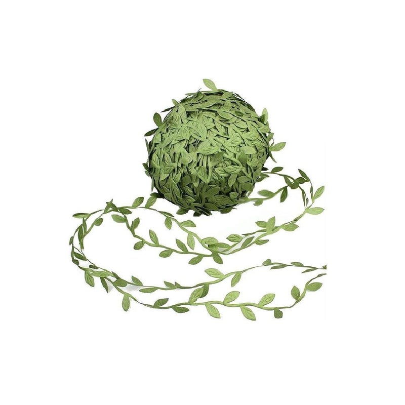 David accessories 84 Yards Olive Leaves Leaf Trim Ribbon for DIY Craft Decoration (84 Yards Green) - Image 1